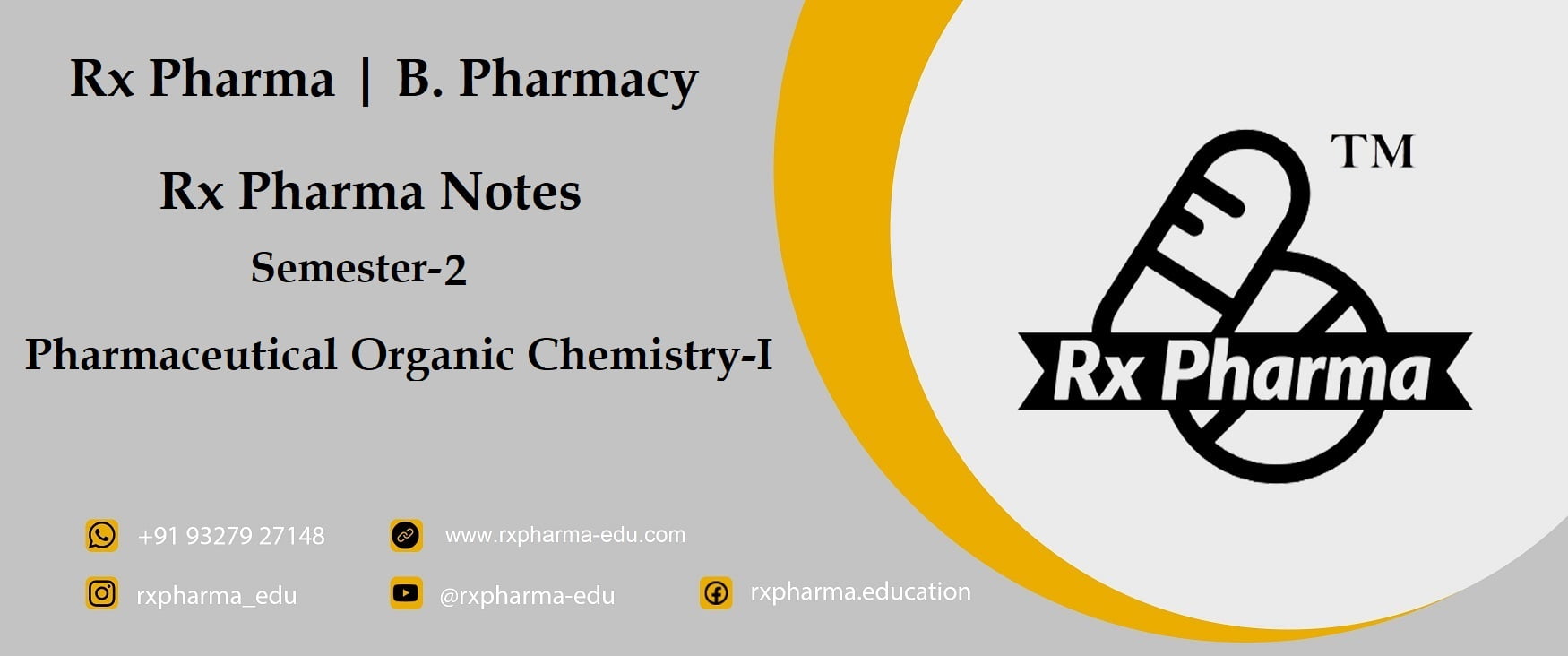 Pharmaceutical Organic Chemistry-1 Notes Banner