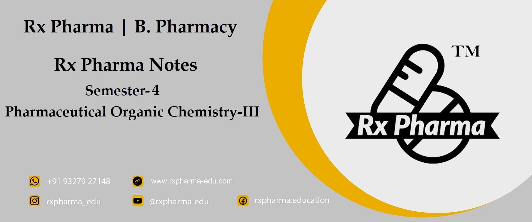 Pharmaceutical Organic Chemistry-3 Notes Banner